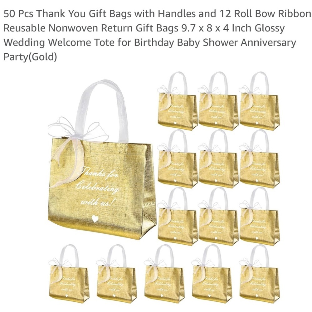Love Elegant Gold Celebration Gift Bags